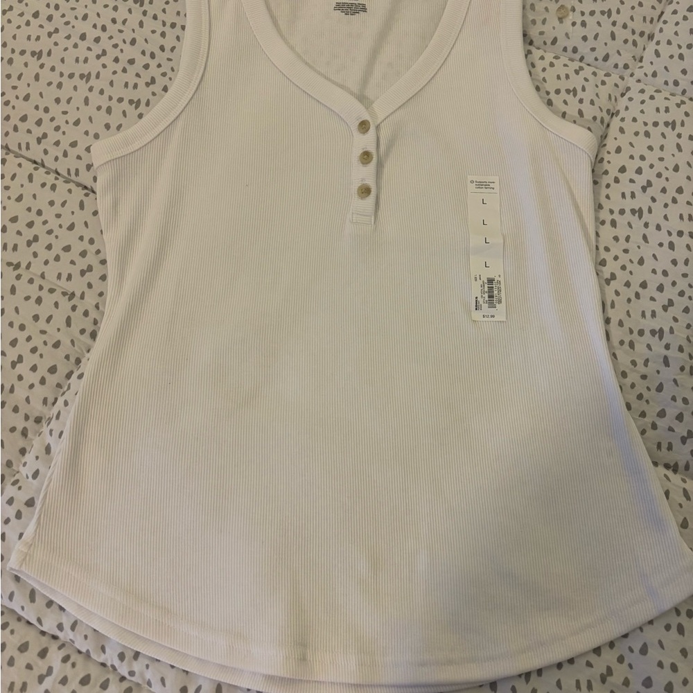 Sonoma White Ribbed Tank Top